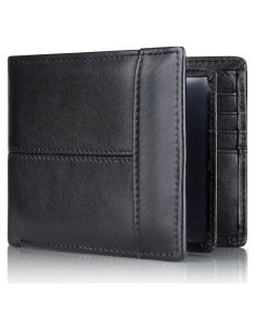 Billetera de cuero Swallowmall con bloqueo RFID para hombres