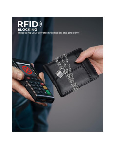 Billetera de cuero Swallowmall con bloqueo RFID para hombres 2