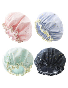 Gorras de Ducha Reutilizables TCOTBE 4 Piezas Doble Capa