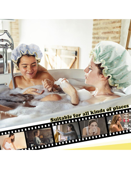 Gorras de Ducha Reutilizables TCOTBE 4 Piezas Doble Capa