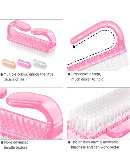 Paquete de 4 cepillos de uñas HANVEY con mango ergonómico