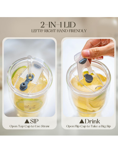 Vasos de Vidrio Borosilicato Doble Pared KEMORELA 473ml 2PCS