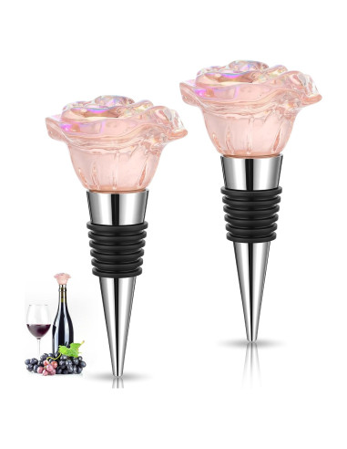 2 Tapones de Vino Rosado CIATBYYJ Reutilizables 16x11.5 cm
