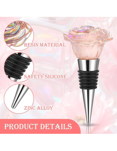 2 Tapones de Vino Rosado CIATBYYJ Reutilizables 16x11.5 cm