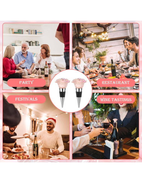 2 Tapones de Vino Rosado CIATBYYJ Reutilizables 16x11.5 cm