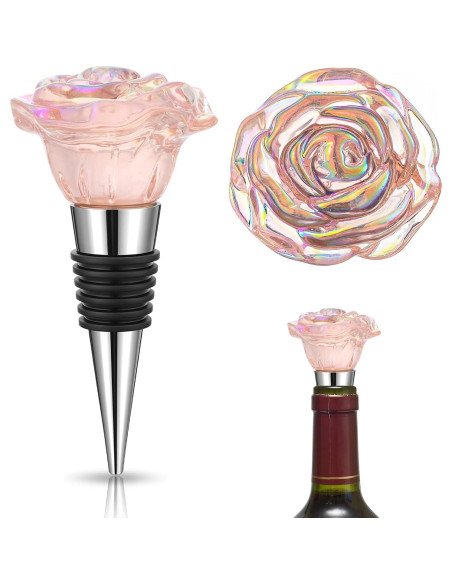 2 Tapones de Vino Rosado CIATBYYJ Reutilizables 16x11.5 cm