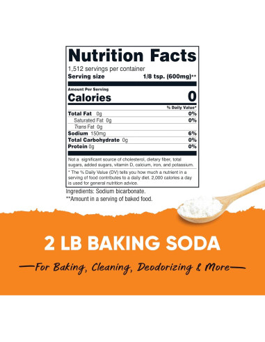 Bicarbonato de sodio Nutricost 907g - Multiusos para hornear y limpiar