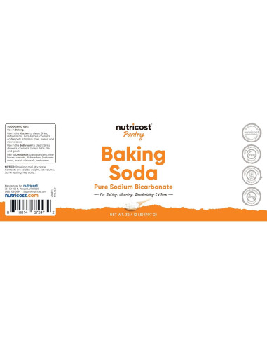 Bicarbonato de sodio Nutricost 907g - Multiusos para hornear y limpiar