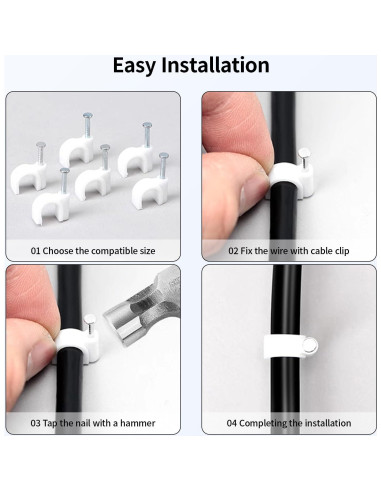 Clips de Cable Planos LeMotech 200pcs 10mm para Gestión de Cables