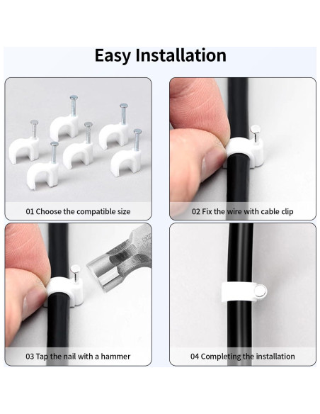 Clips de Cable Planos LeMotech 200pcs 10mm para Gestión de Cables