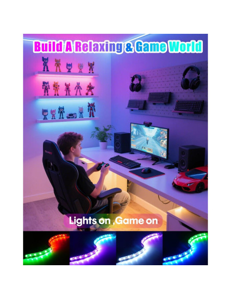 Tiras de luz LED RGB Miisiya con control remoto 213 modos