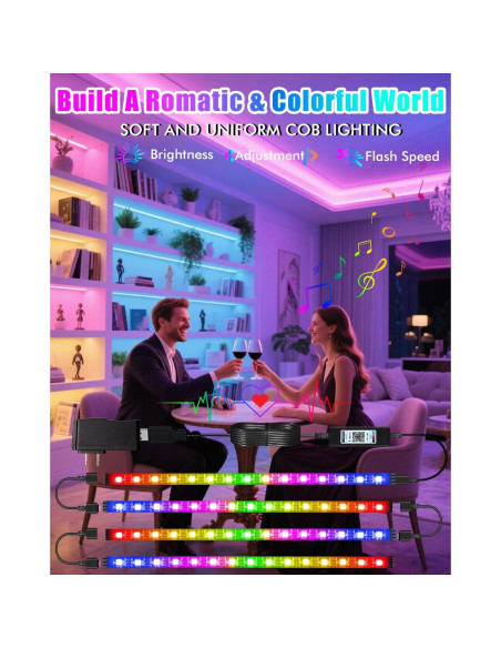 Tiras de luz LED RGB Miisiya con control remoto 213 modos
