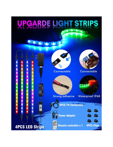 Tiras de luz LED RGB Miisiya con control remoto 213 modos