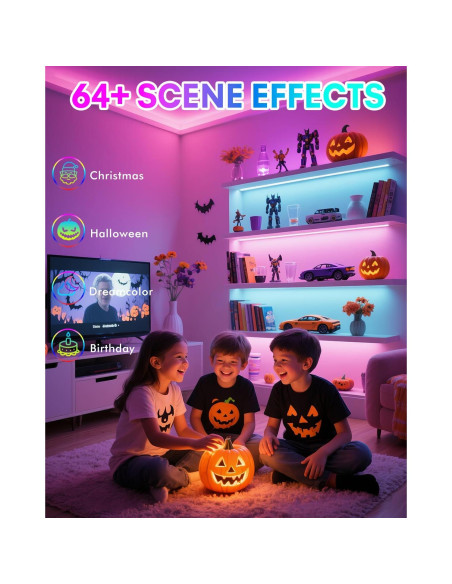 Tiras de luz LED RGB Miisiya con control remoto 213 modos