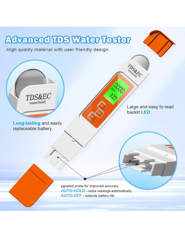 Medidor Digital de Agua TDS 4 en 1 LIKDAY - Temperatura y EC