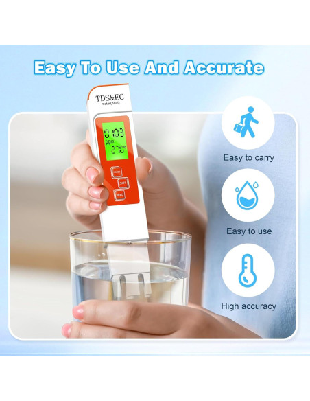 Medidor Digital de Agua TDS 4 en 1 LIKDAY - Temperatura y EC