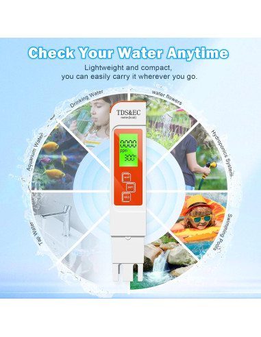 Medidor Digital de Agua TDS 4 en 1 LIKDAY - Temperatura y EC