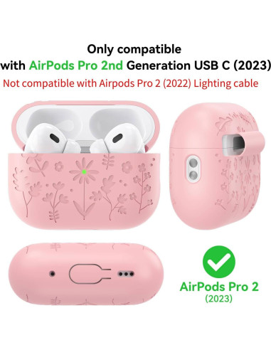 Funda Protectora Silicona Rosa para AirPods Pro 2 CASEFUN