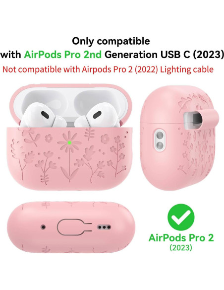 Funda Protectora Silicona Rosa para AirPods Pro 2 CASEFUN