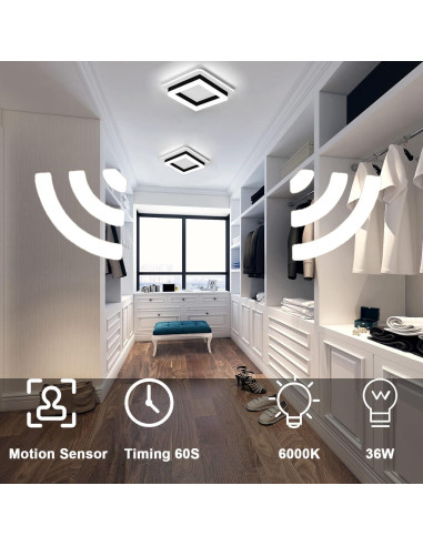 Luz de Techo LED EIDEARAY 24W con Sensor de Movimiento 20cm