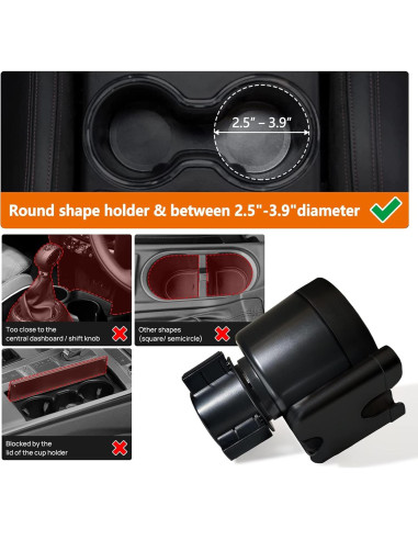 Adaptador Soporte para Taza Sojoy SJ-CH Universal Negro 12.7x11.4 cm