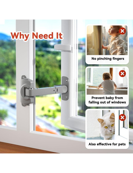 Cerradura de Seguridad para Ventanas EUDEMON - 2 Pack Gris