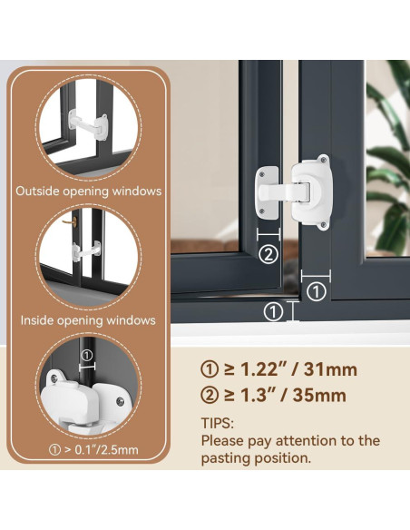 Cerradura de Seguridad para Ventanas EUDEMON - 2 Pack Gris