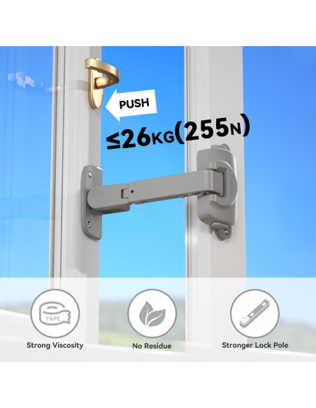 Cerradura de Seguridad para Ventanas EUDEMON - 2 Pack Gris