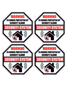 Paquete de 4 Etiquetas de Vinilo WSQ para Alarma de Seguridad 8.89 cm