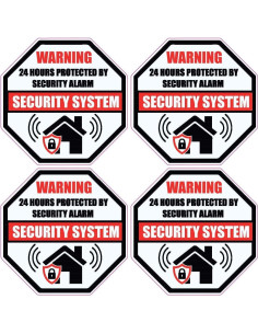 Paquete de 4 Etiquetas de Vinilo WSQ para Alarma de Seguridad 8.89 cm 2