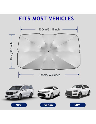 Sombrilla para Parabrisas de Coche WINUERK Universal 145x79cm