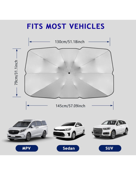 Sombrilla para Parabrisas de Coche WINUERK Universal 145x79cm
