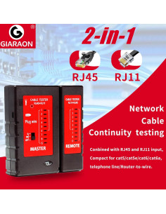 Probador de Cable de Red G GIARAON RJ45 RJ11 CAT5 CAT6 11x10cm 2