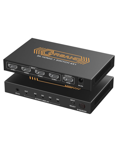 Interruptor HDMI 2.1 4x1 CORSAHD 8K 60Hz 48Gbps Control Remoto