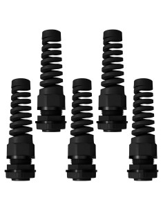 Paquete de 5 Conectores de Alivio de Tensión Nylon Negro NPT 1/2"