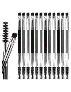 12 Cepillos de Cejas Angulados Boao en Plata - 2 en 1