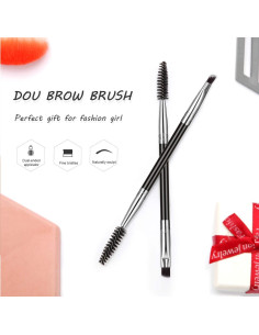 12 Cepillos de Cejas Angulados Boao en Plata - 2 en 1 2