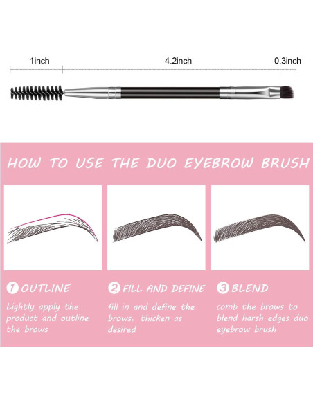 12 Cepillos de Cejas Angulados Boao en Plata - 2 en 1