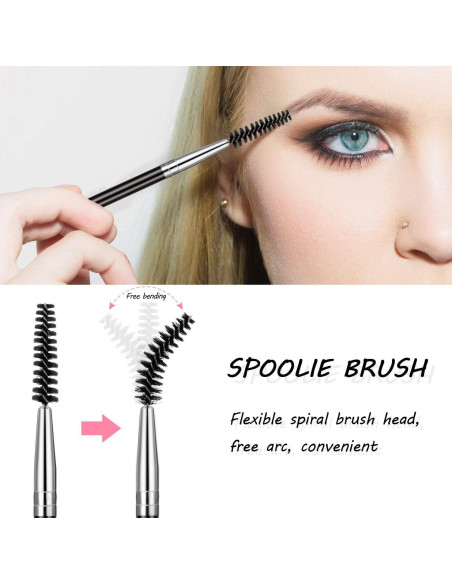 12 Cepillos de Cejas Angulados Boao en Plata - 2 en 1