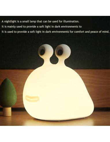 Luz Nocturna Caracol LED Táctil Recargable USB Silicona