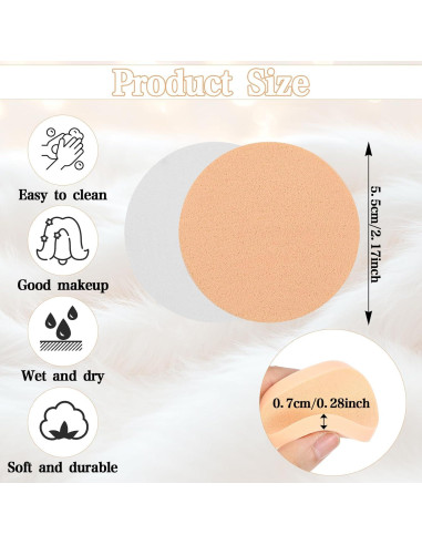 12 Esponjas de Maquillaje Redondas Ymapinc - Uso Húmedo y Seco