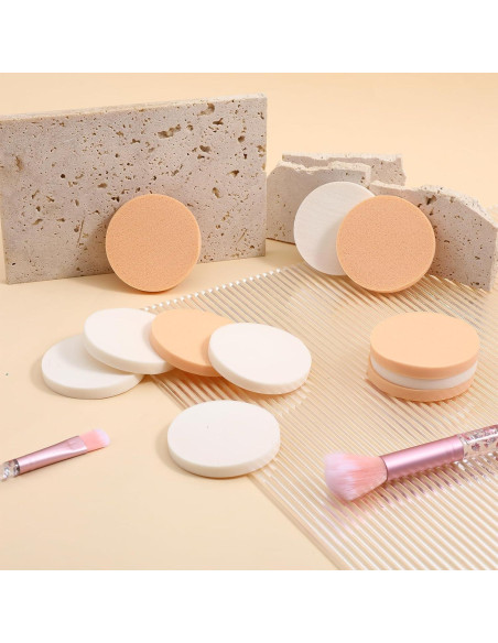 12 Esponjas de Maquillaje Redondas Ymapinc - Uso Húmedo y Seco