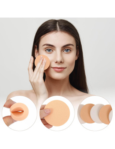 12 Esponjas de Maquillaje Redondas Ymapinc - Uso Húmedo y Seco