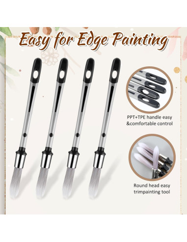 Juego de 4 Pinceles de Pintura Larrel para Detalles 0.94 cm