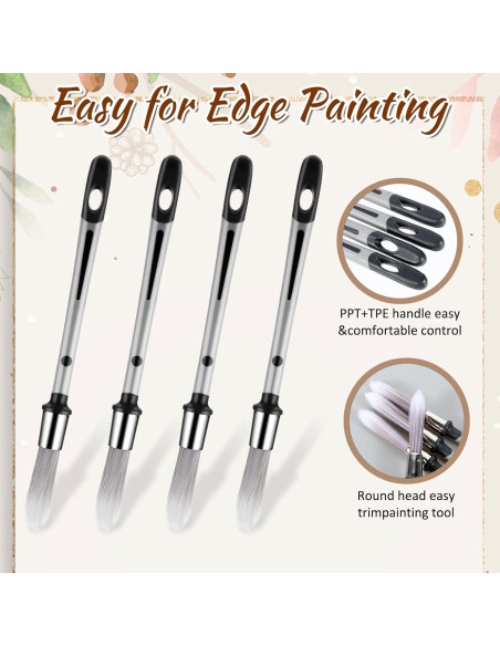 Juego de 4 Pinceles de Pintura Larrel para Detalles 0.94 cm