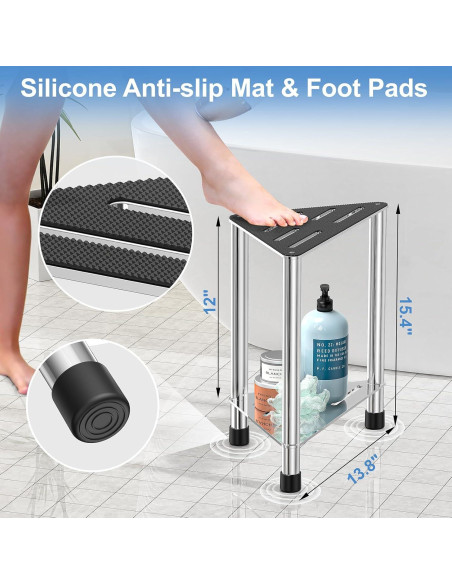 Taburete de Ducha LarFaFa Acero Inoxidable 39.1 cm Antideslizante