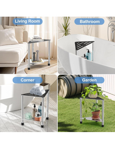 Taburete de Ducha LarFaFa Acero Inoxidable 39.1 cm Antideslizante