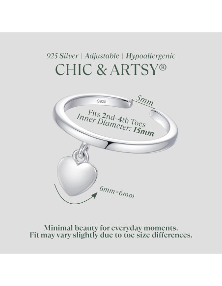 Anillo Abierto de Plata Esterlina 925 CHIC & ARTSY para Mujeres