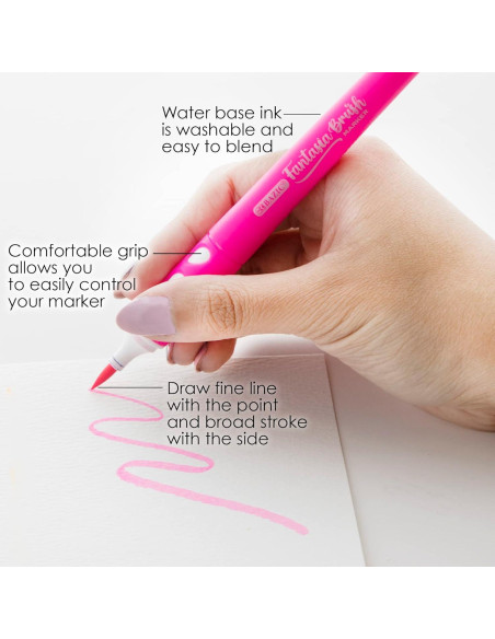 Marcadores de Pincel BAZIC 6 Colores Neón Lavables 0.4mm