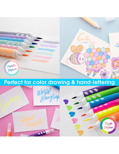 Marcadores de Pincel BAZIC 6 Colores Neón Lavables 0.4mm